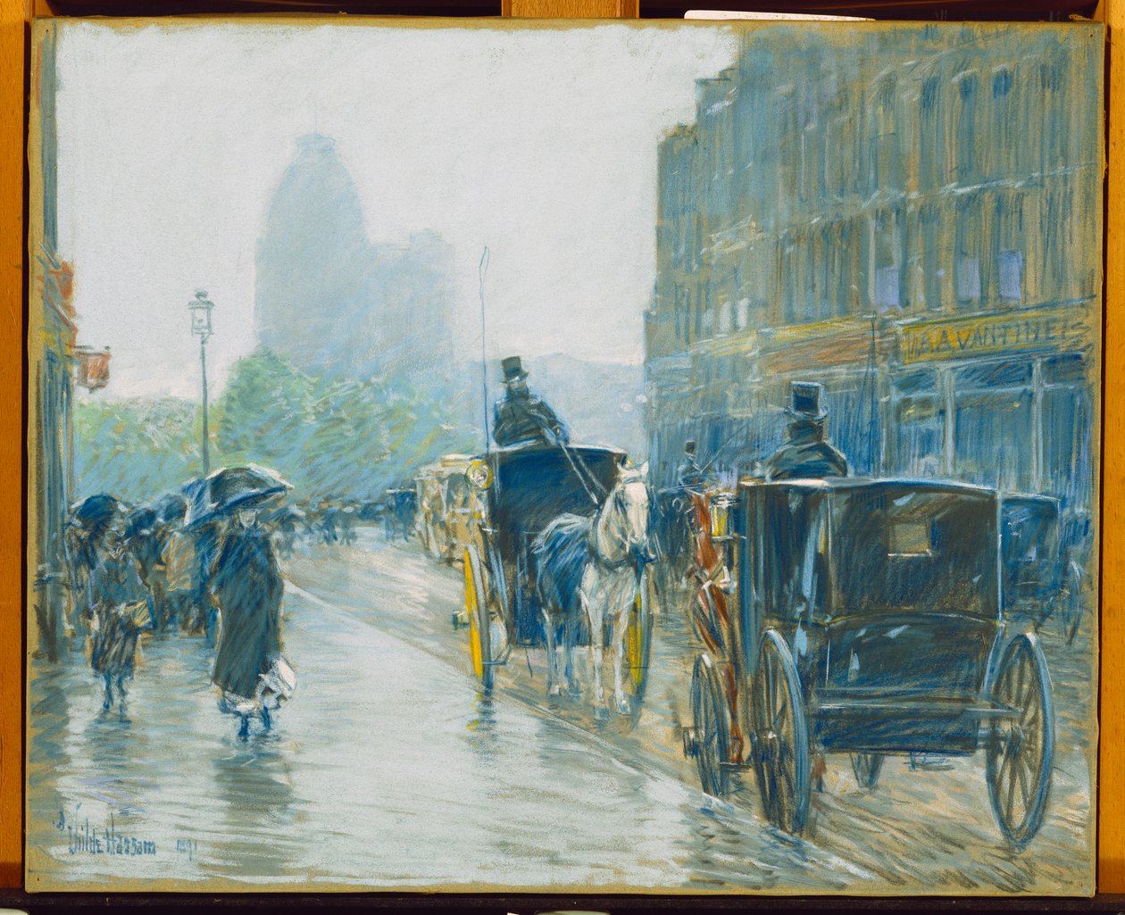 Lóvontatású taxik, New York alkotó: Childe Frederick Hassam
