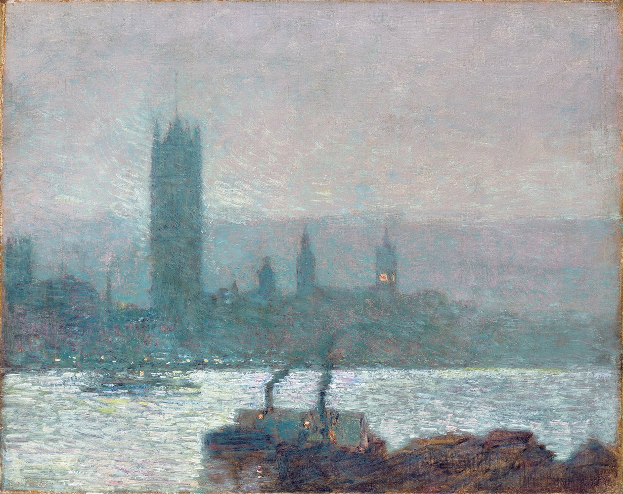 A Parlament házai, kora este alkotó: Childe Frederick Hassam