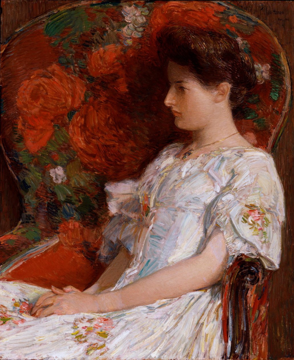 ""The Victorian Chair"" (A viktoriánus szék) Childe Hassam (1859-1935) festménye, mérete 76,2x63,5 cm Olaj, vászon 1906 Smithsonian National Museum alkotó: Childe Frederick Hassam