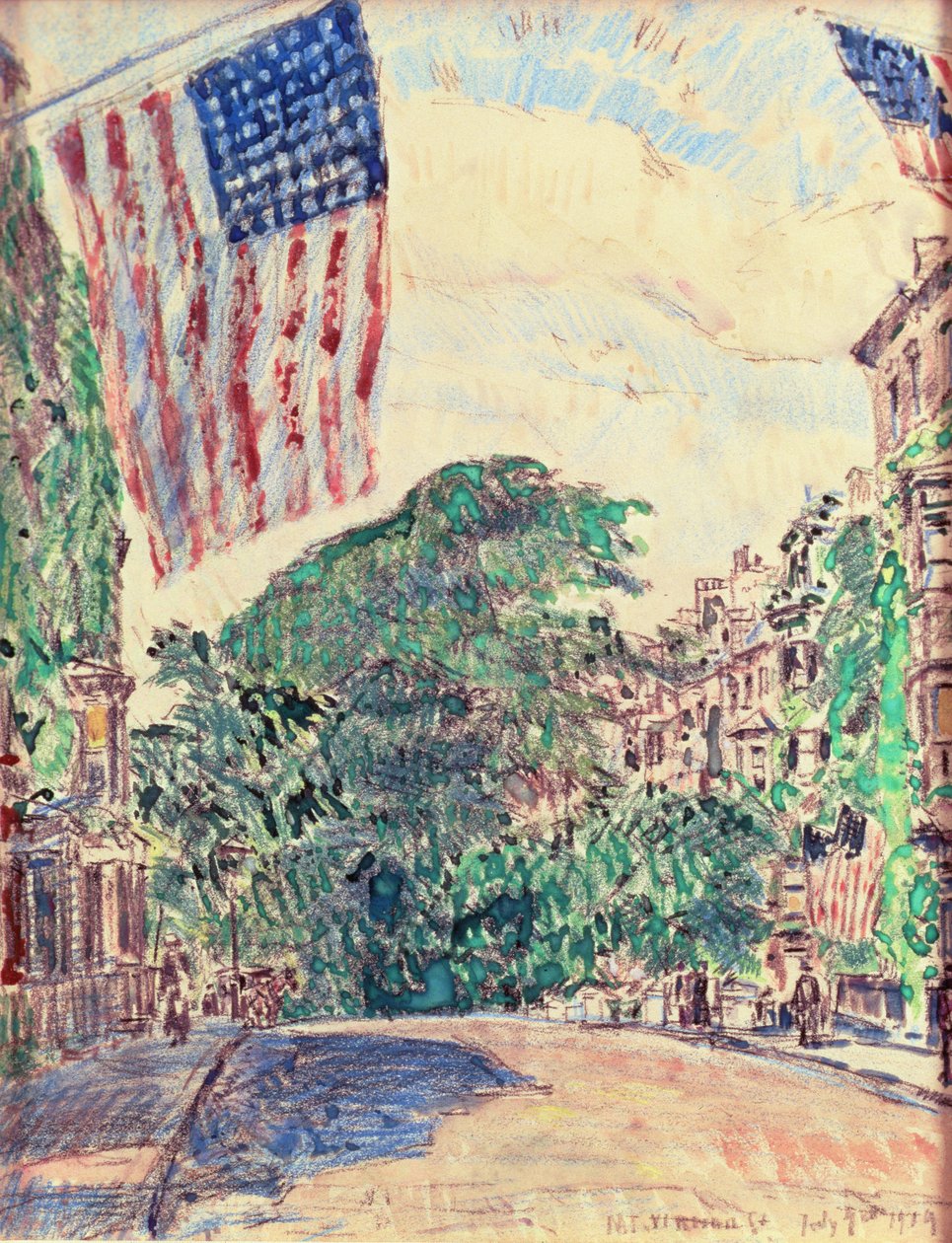 Mount Vernon Street, Boston alkotó: Childe Frederick Hassam