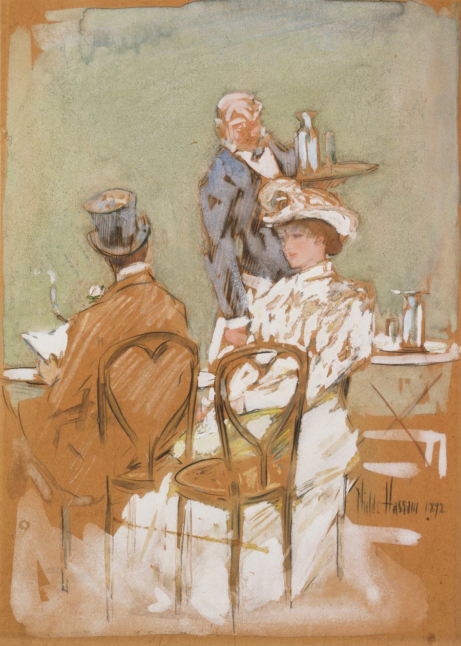 A kávézó előtt a Nagykörúton alkotó: Childe Frederick Hassam