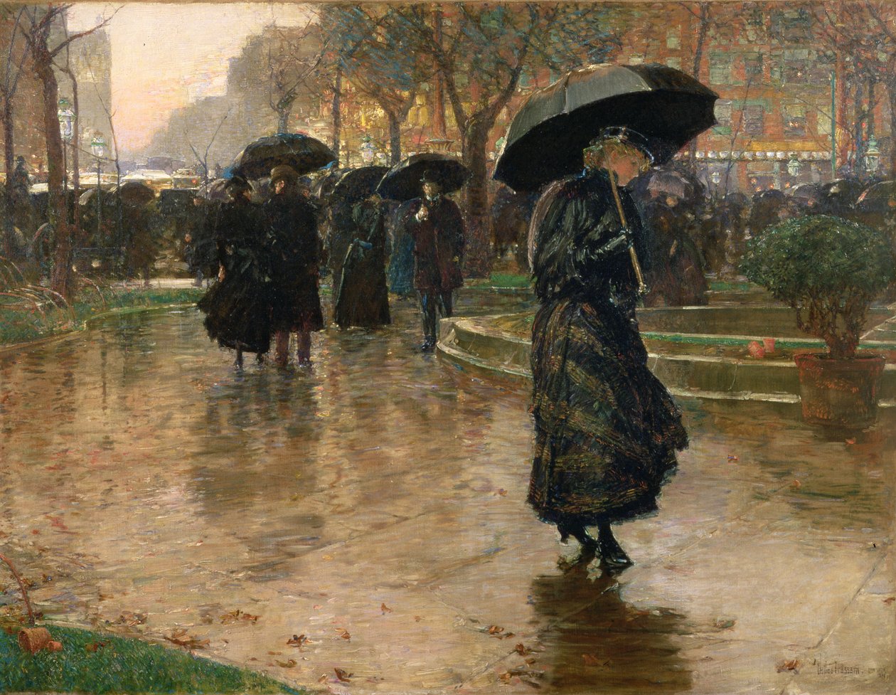 Rain Storm, Union Square alkotó: Childe Frederick Hassam