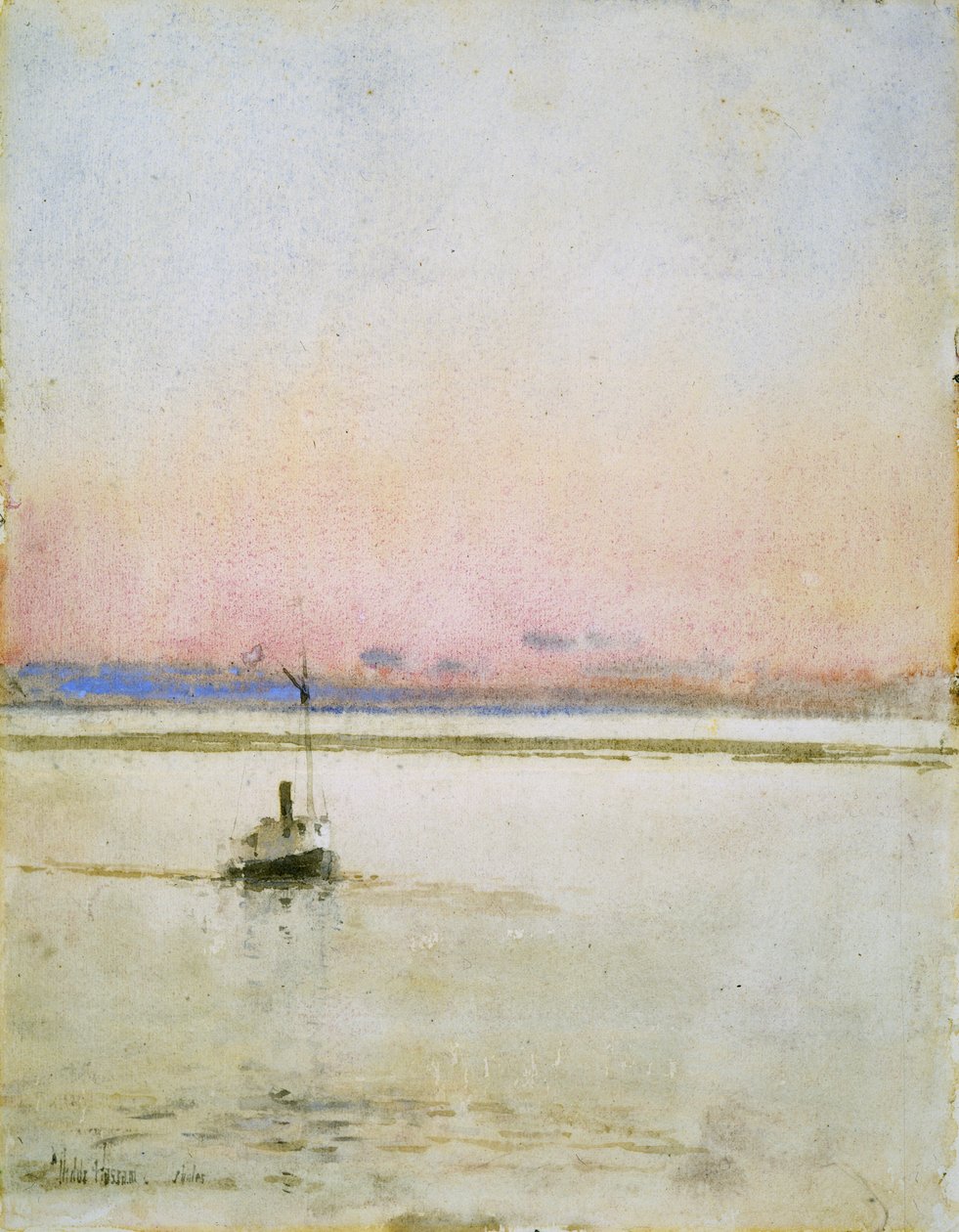 Naplemente (akvarell papíron) alkotó: Childe Frederick Hassam