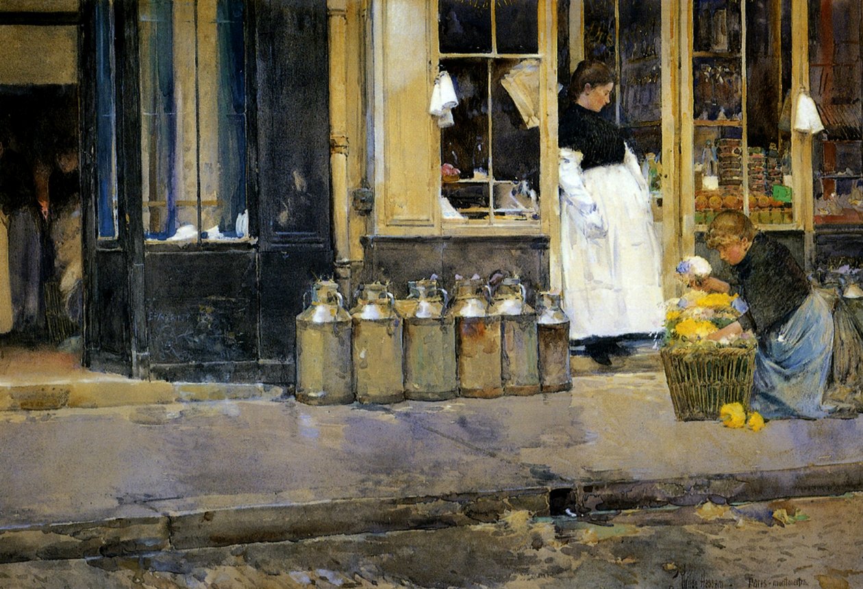 The Milk Curns, 1888 körül (akvarell papíron) alkotó: Childe Frederick Hassam