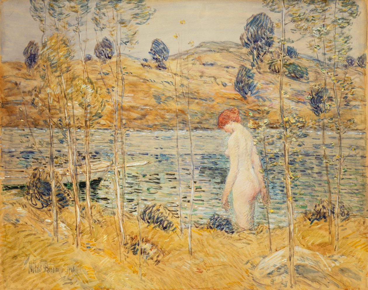 A folyópart alkotó: Childe Frederick Hassam