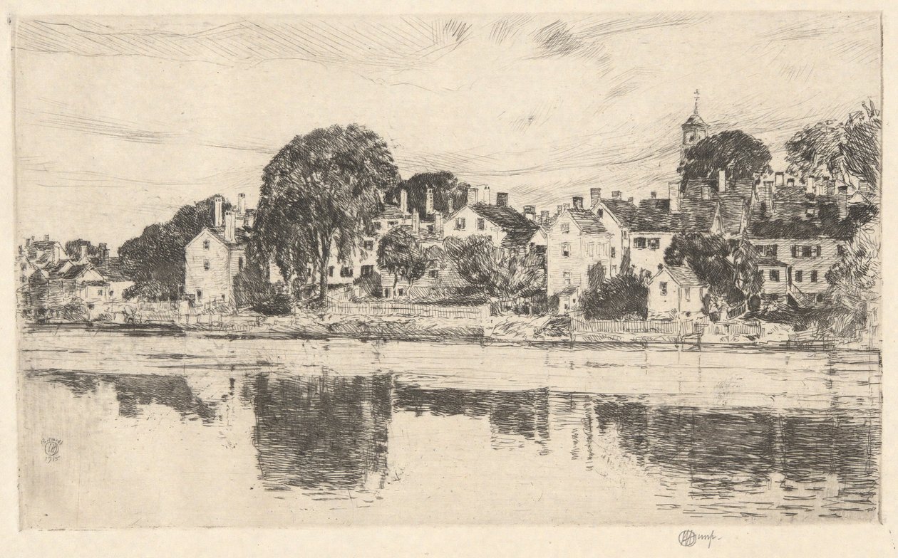 Kémények, Portsmouth, 1915 alkotó: Childe Hassam