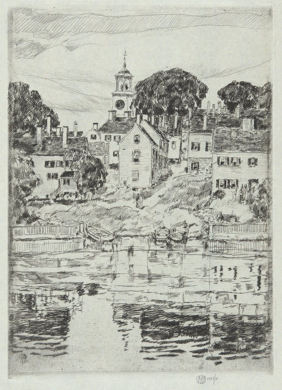 Templomtorony, Portsmouth, 1921 alkotó: Childe Hassam