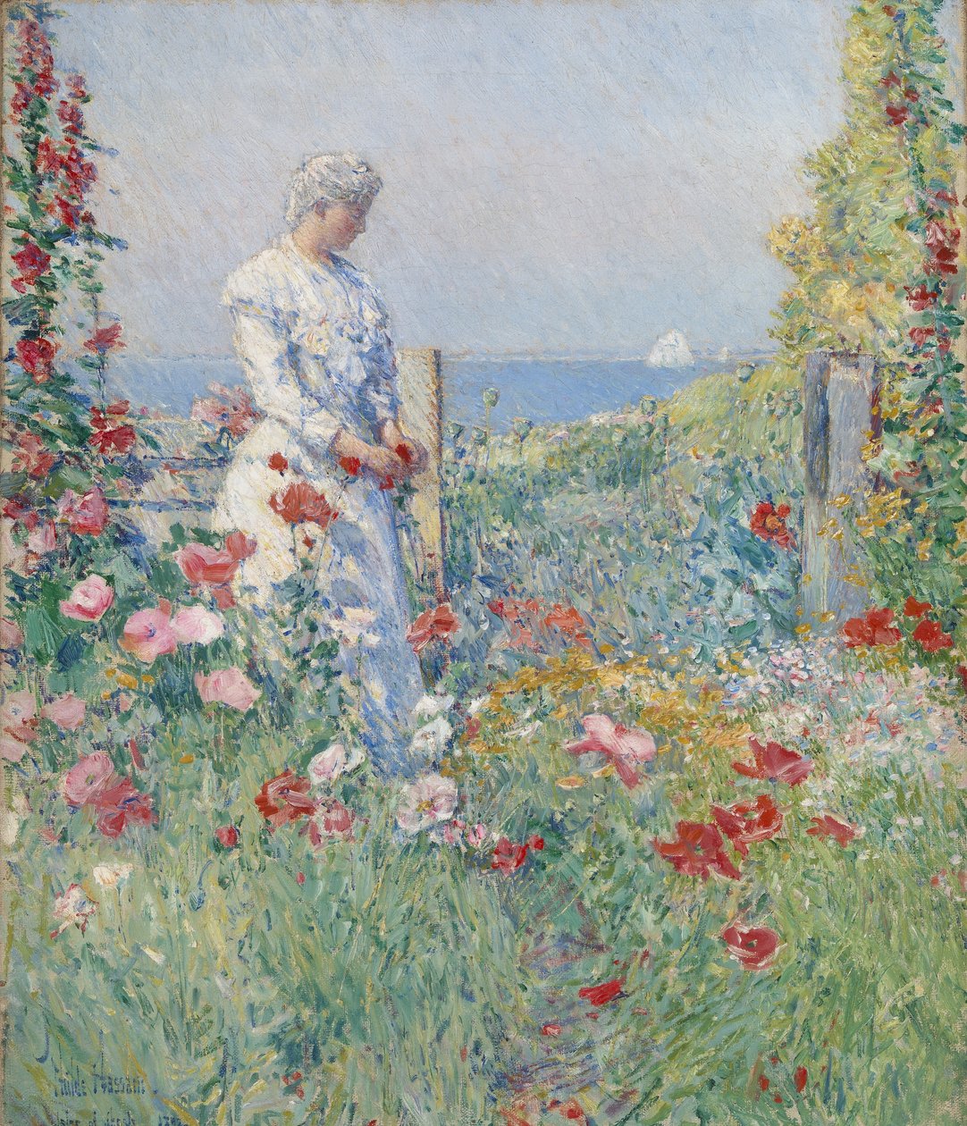 A kertben (Celia Thaxter a kertjében) alkotó: Childe Hassam