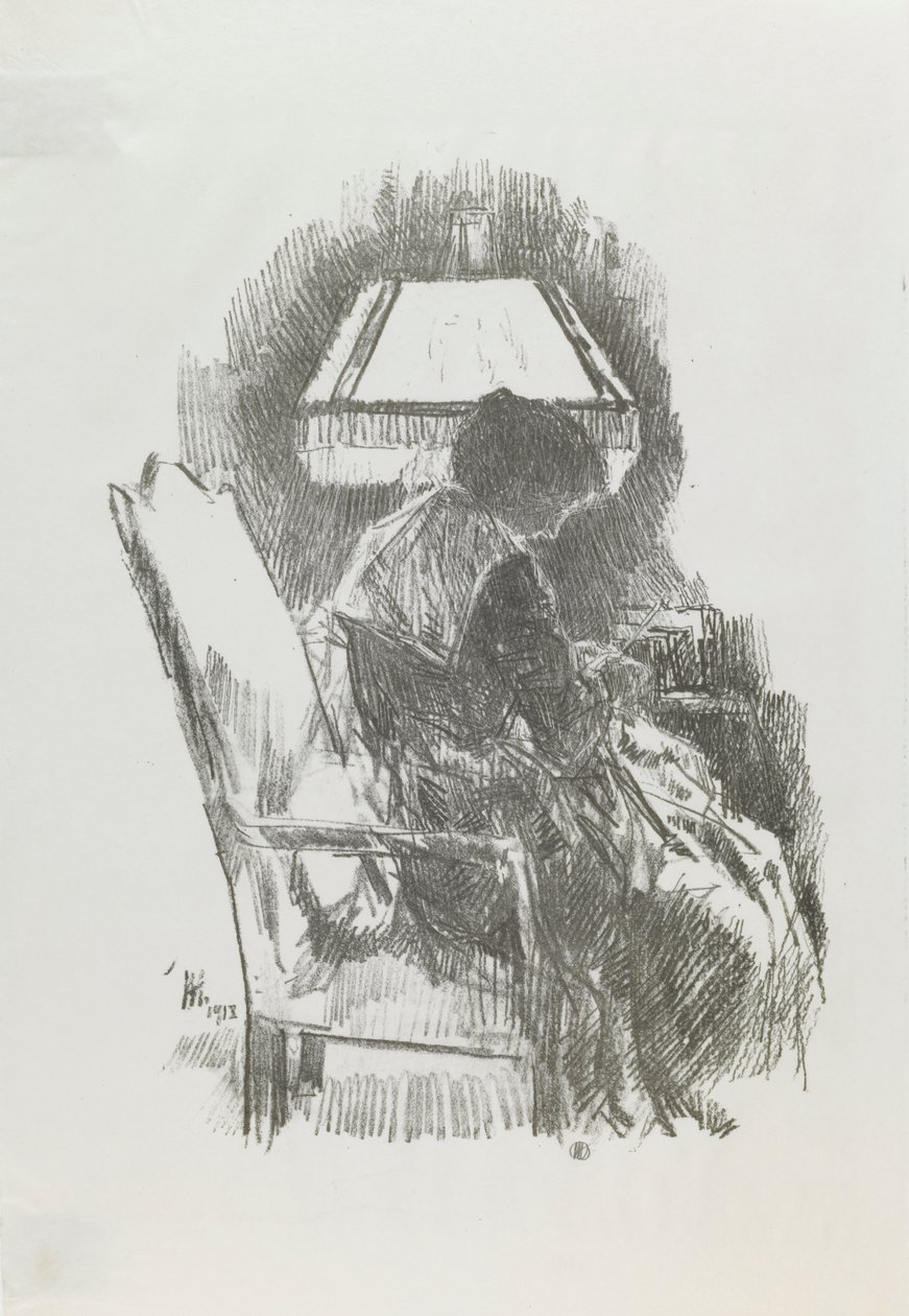 Mrs. Hassam Knitting alkotó: Childe Hassam