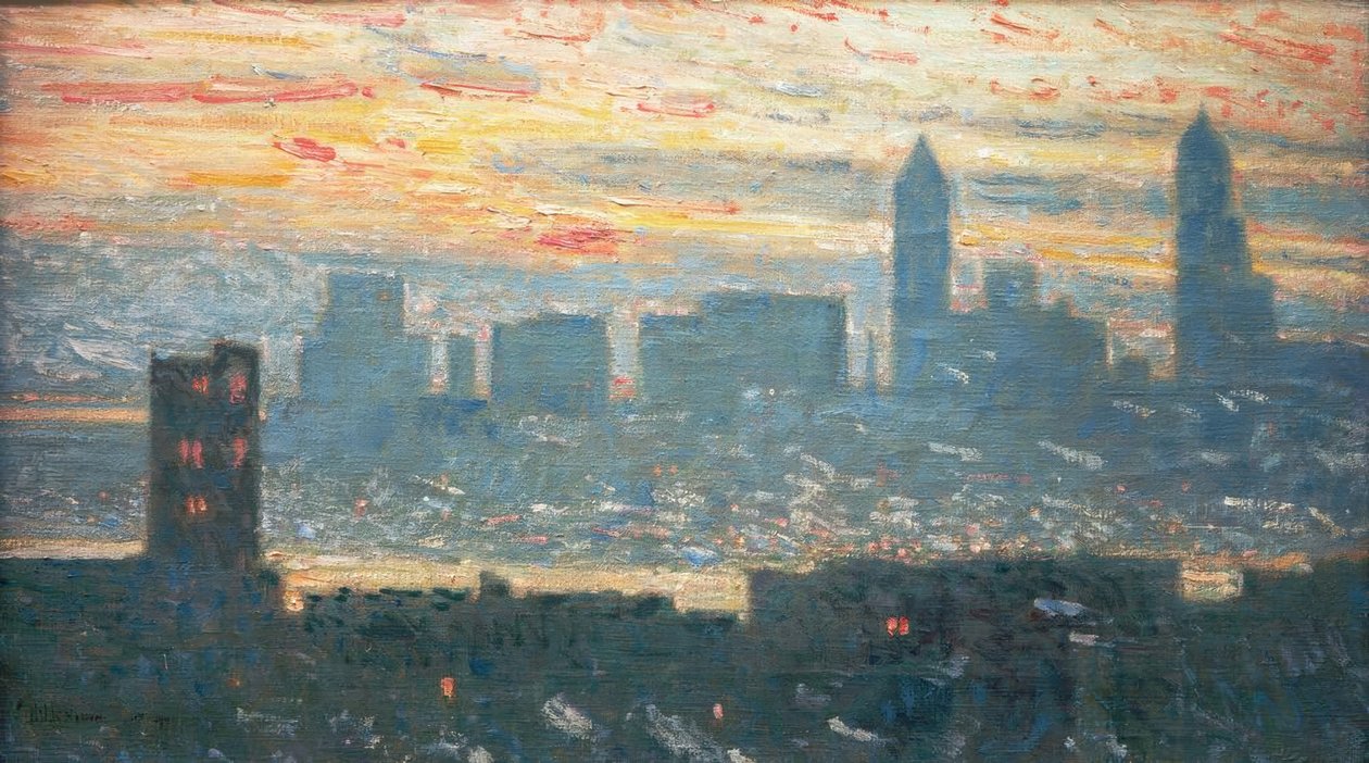 Naplemente Manhattanben alkotó: Childe Hassam