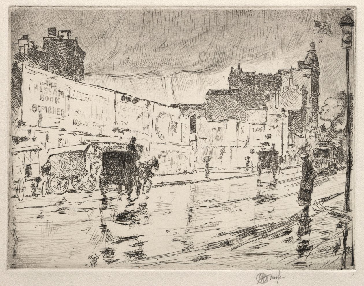 The Billboards, New York, 1896. alkotó: Childe Hassam