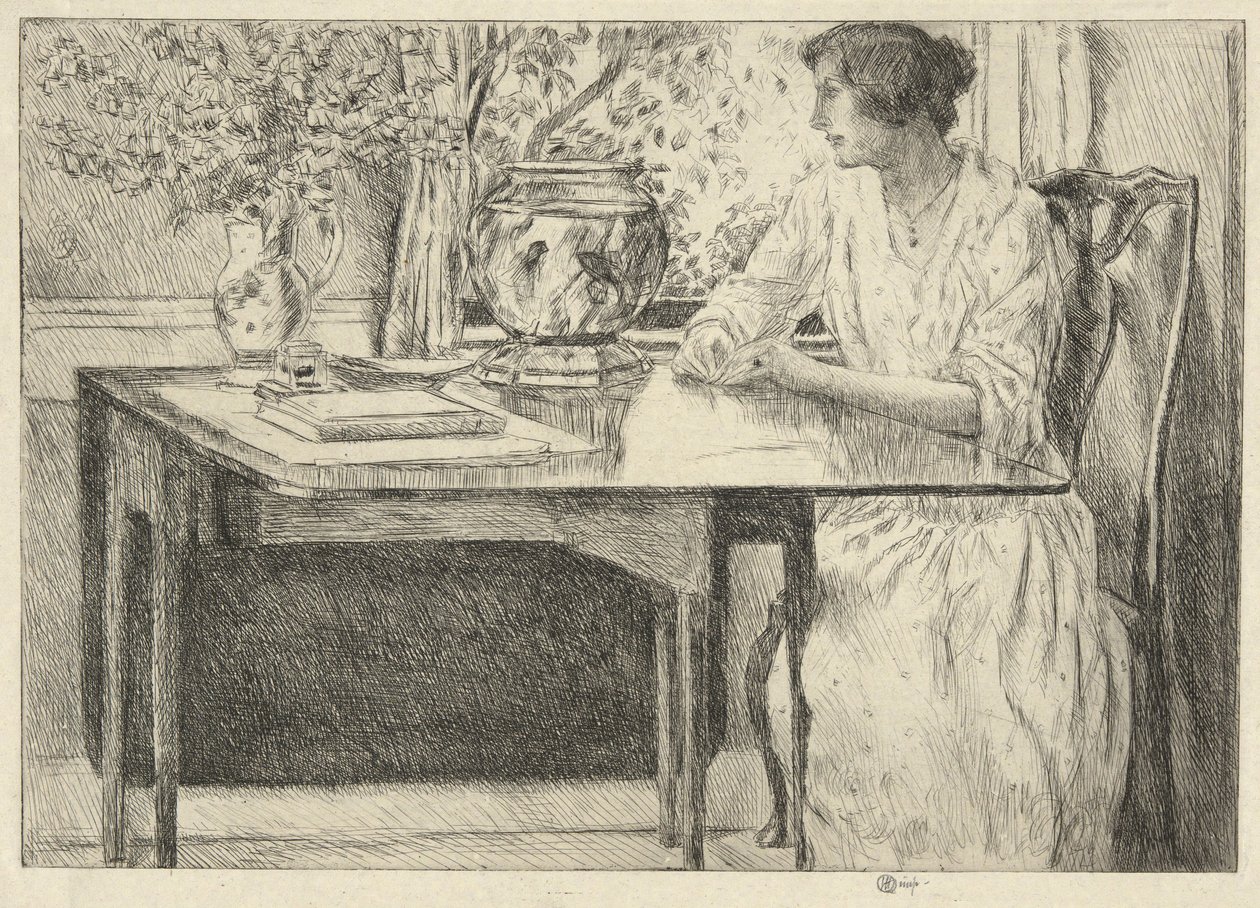 The Colonial Table (Holley House, Cos Cob) (recto); Táj pajtával (fordítva) alkotó: Childe Hassam