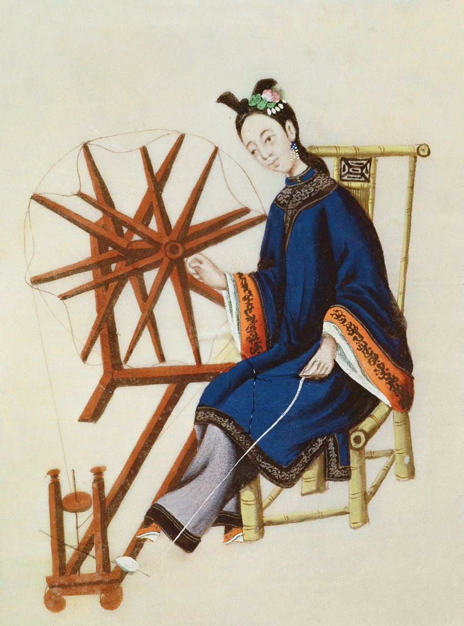 Egy kínai nő forog, Qianlong-korszak (1736-96) alkotó: Chinese School