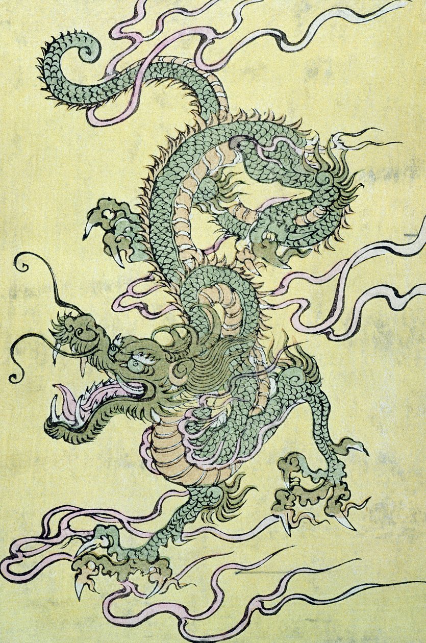 Egy kínai sárkány (színes fatömbnyomat) alkotó: Chinese School