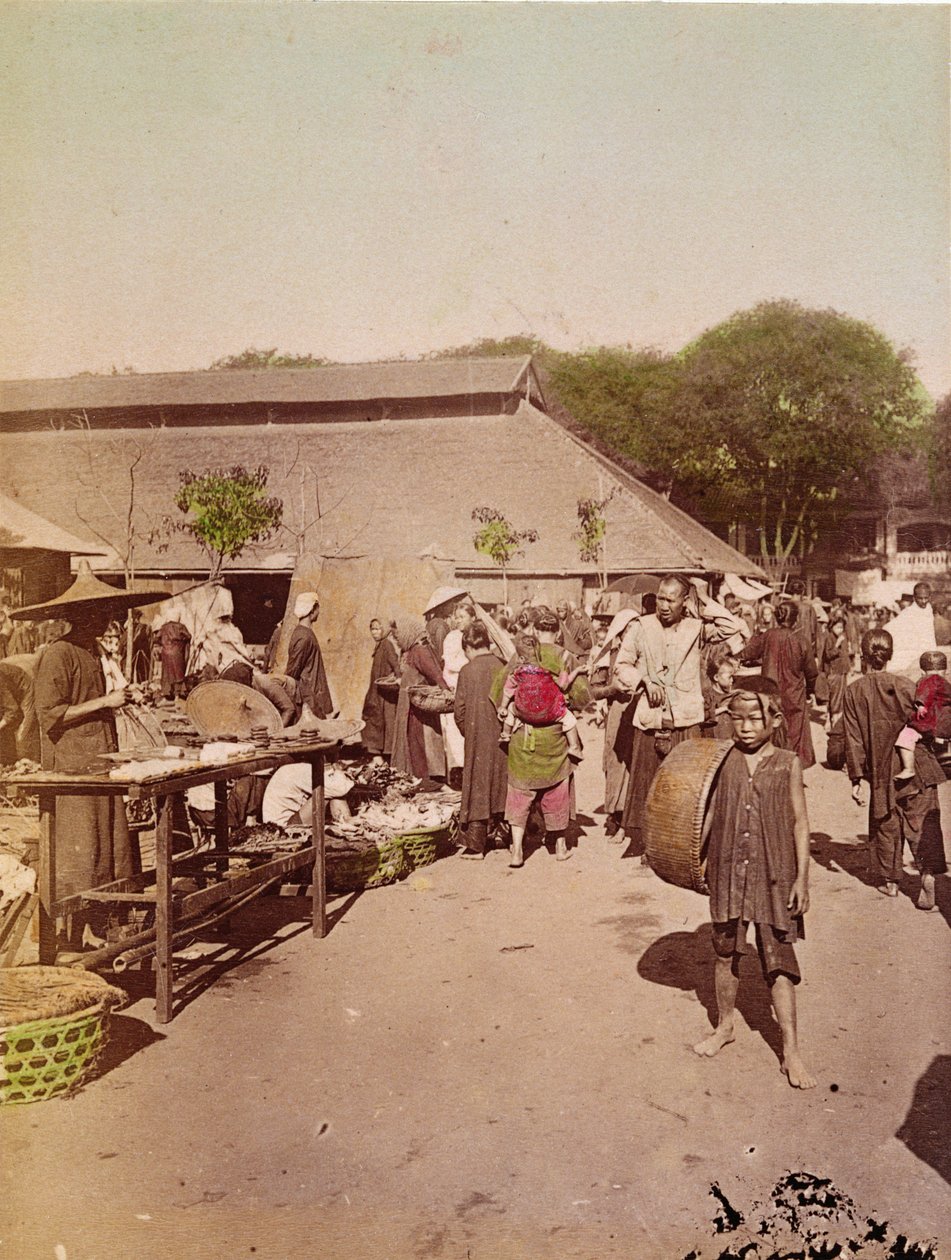 Piac Tonkinban, 1899-1900 (színes fotó) alkotó: Chinese School