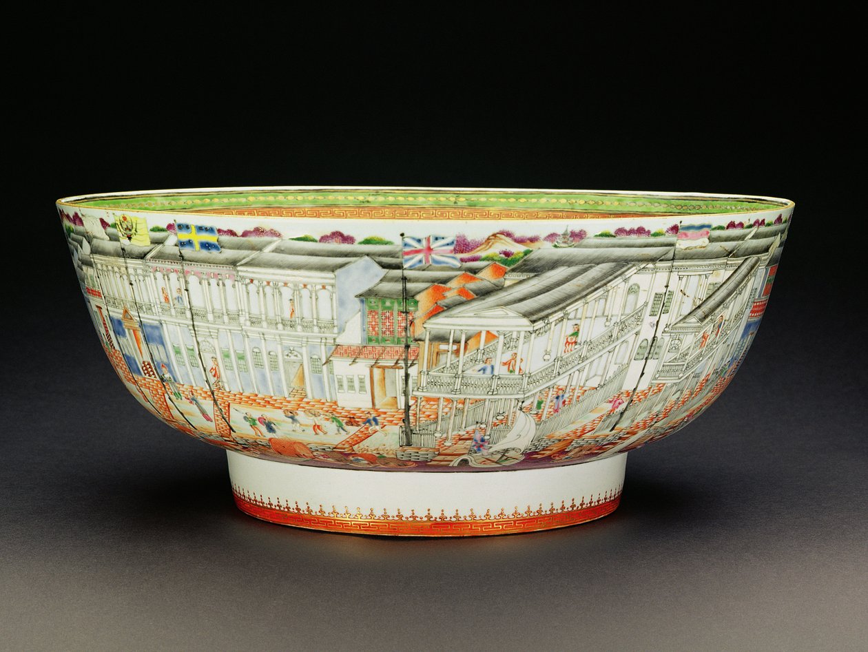 Mandarin palettával díszített tál, a Dalok kantoni jelenetével, Qianlong-korszak, 1770 körül (porcelán) (lásd: 205912) alkotó: Chinese School