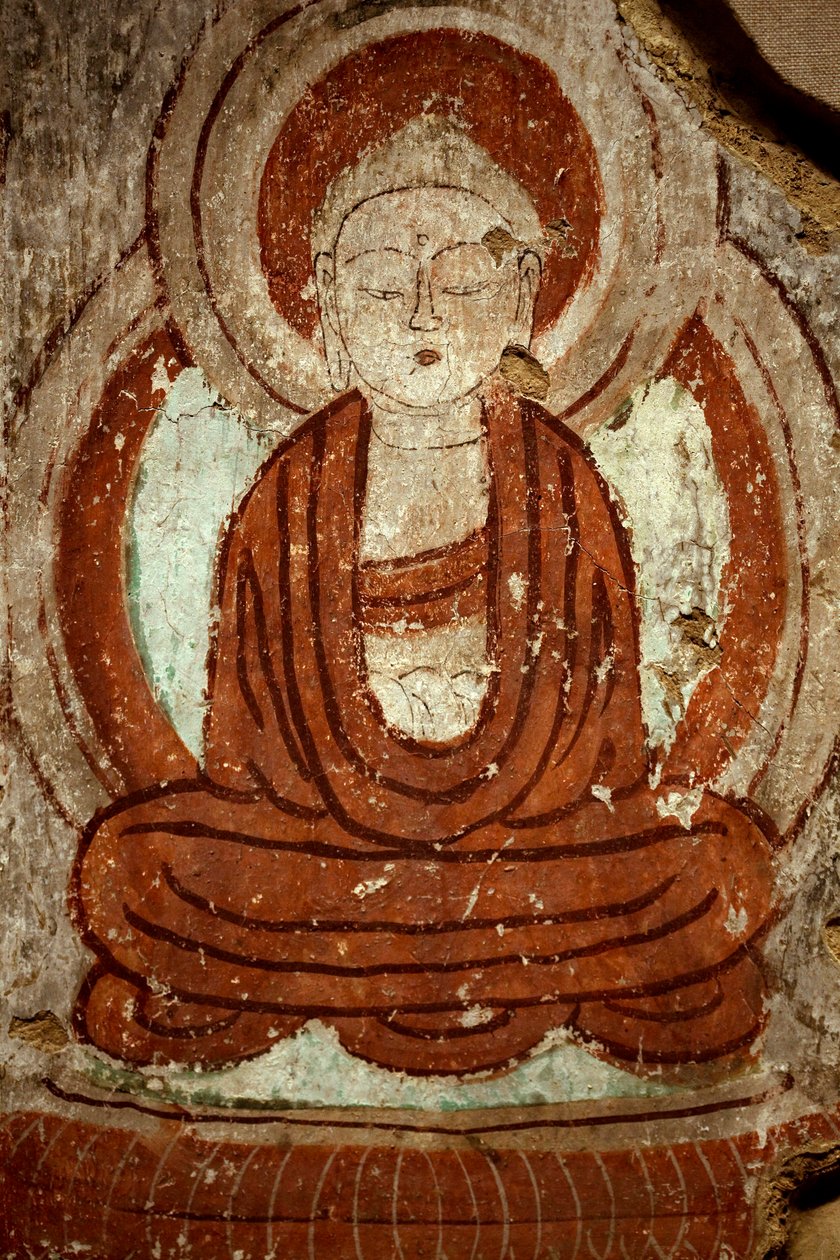 Buddha. Festmény, ezer Buddha barlangjának mintája Tourfanban (Kína), Yarkhoto 4. barlangja, 9. század. Koreai Nemzeti Múzeum, Szöul (Dél-Korea). alkotó: Chinese School