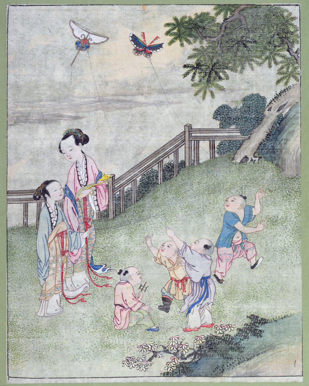 Sárkányokkal játszó gyerekek, alkotó: Chinese School