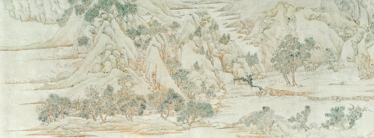Kínai táj, Ming-dinasztia (toll- és tintamosás papíron) alkotó: Chinese School
