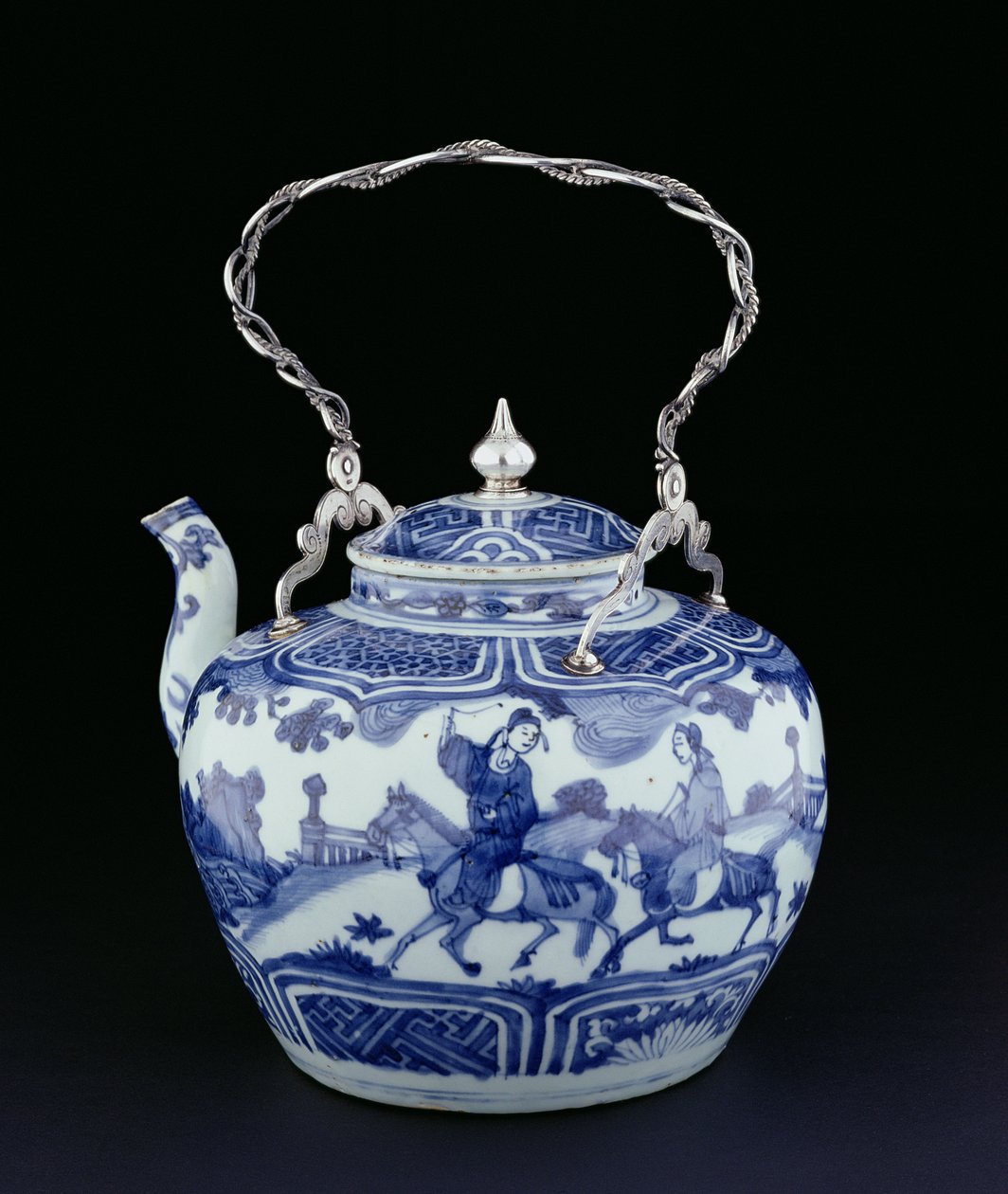 Kínai teáskanna európai fogantyúval, átmeneti időszak, 1640 körül (porcelán ezüsttel) alkotó: Chinese School
