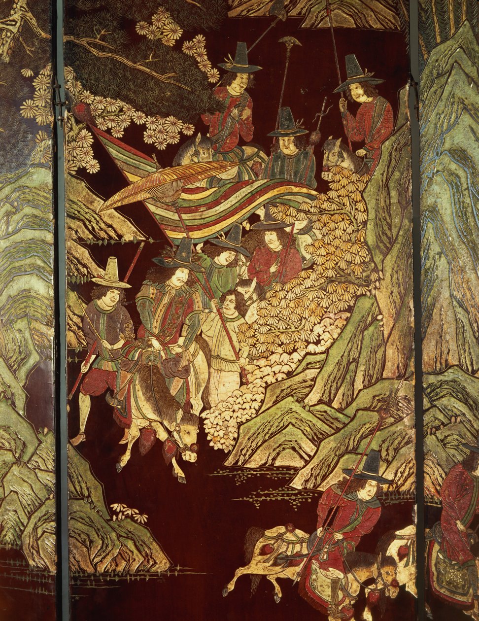 Coromandel képernyő, 1700 körül alkotó: Chinese School