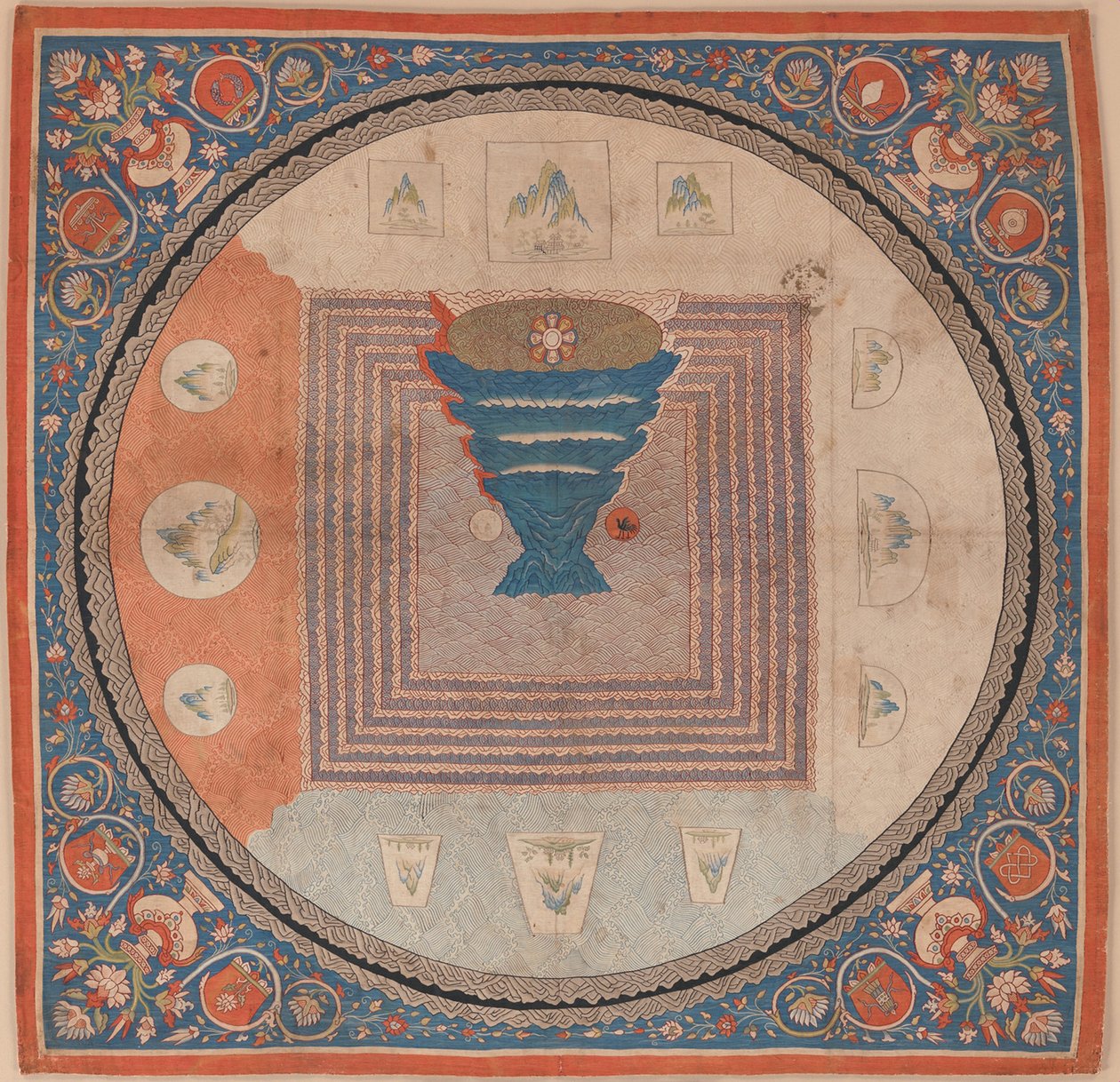 Kozmológiai mandala Meru hegyével alkotó: Chinese School