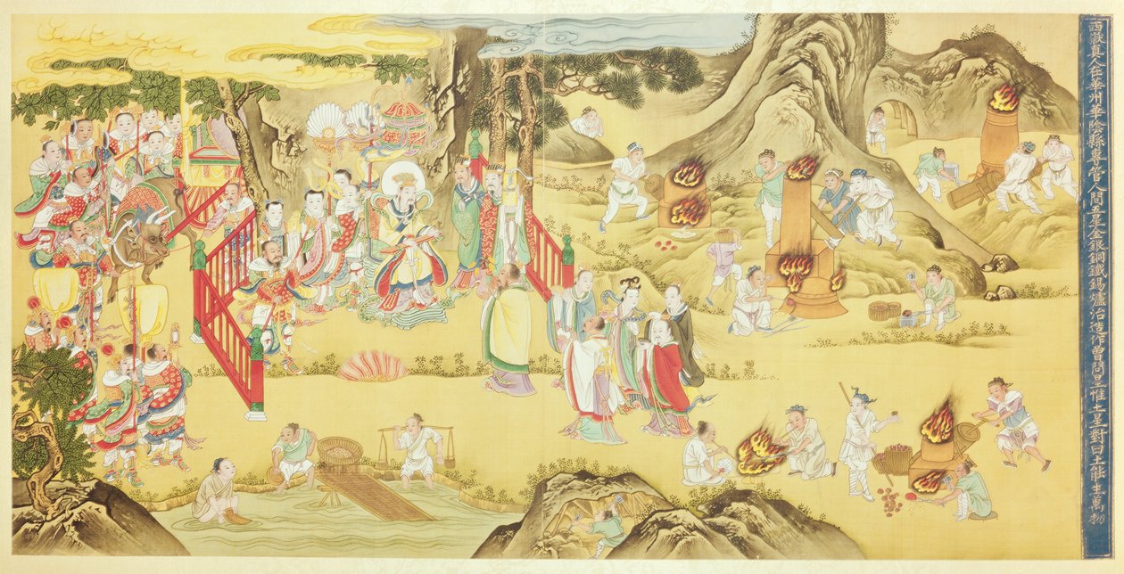 Kitermelő kohászok dolgoznak a császár jelenlétében (wc papíron) alkotó: Chinese School