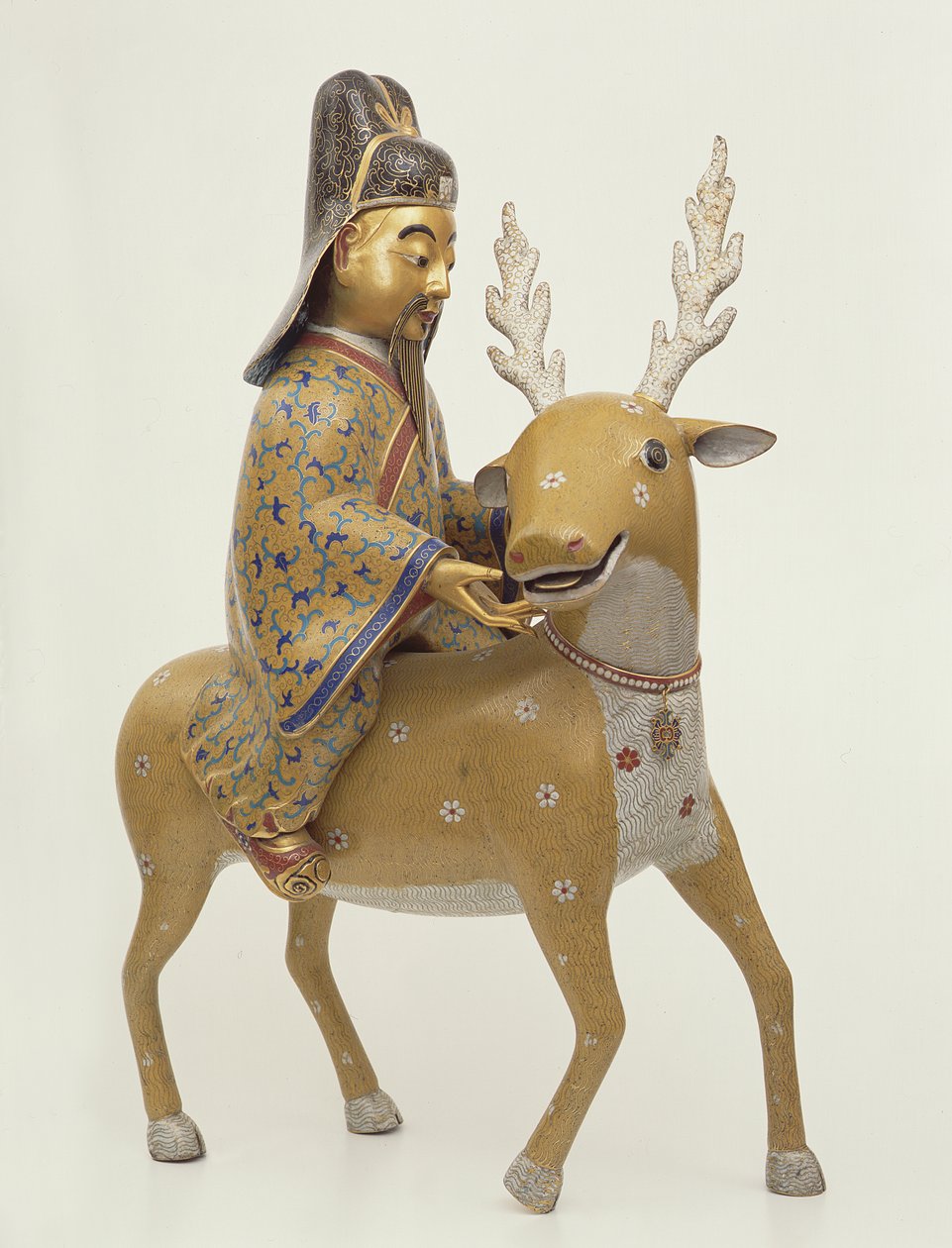 Egy szarvason lovagló halhatatlan figura (cloisonne zománc) alkotó: Chinese School