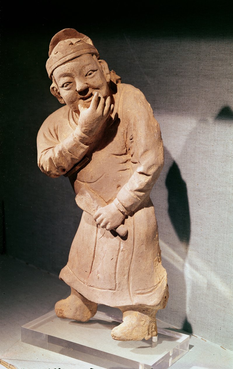 Fütyülő színész figurája, Jiaozuo, Henan, Yuan-dinasztia (1271-1368) (terrakotta) alkotó: Chinese School
