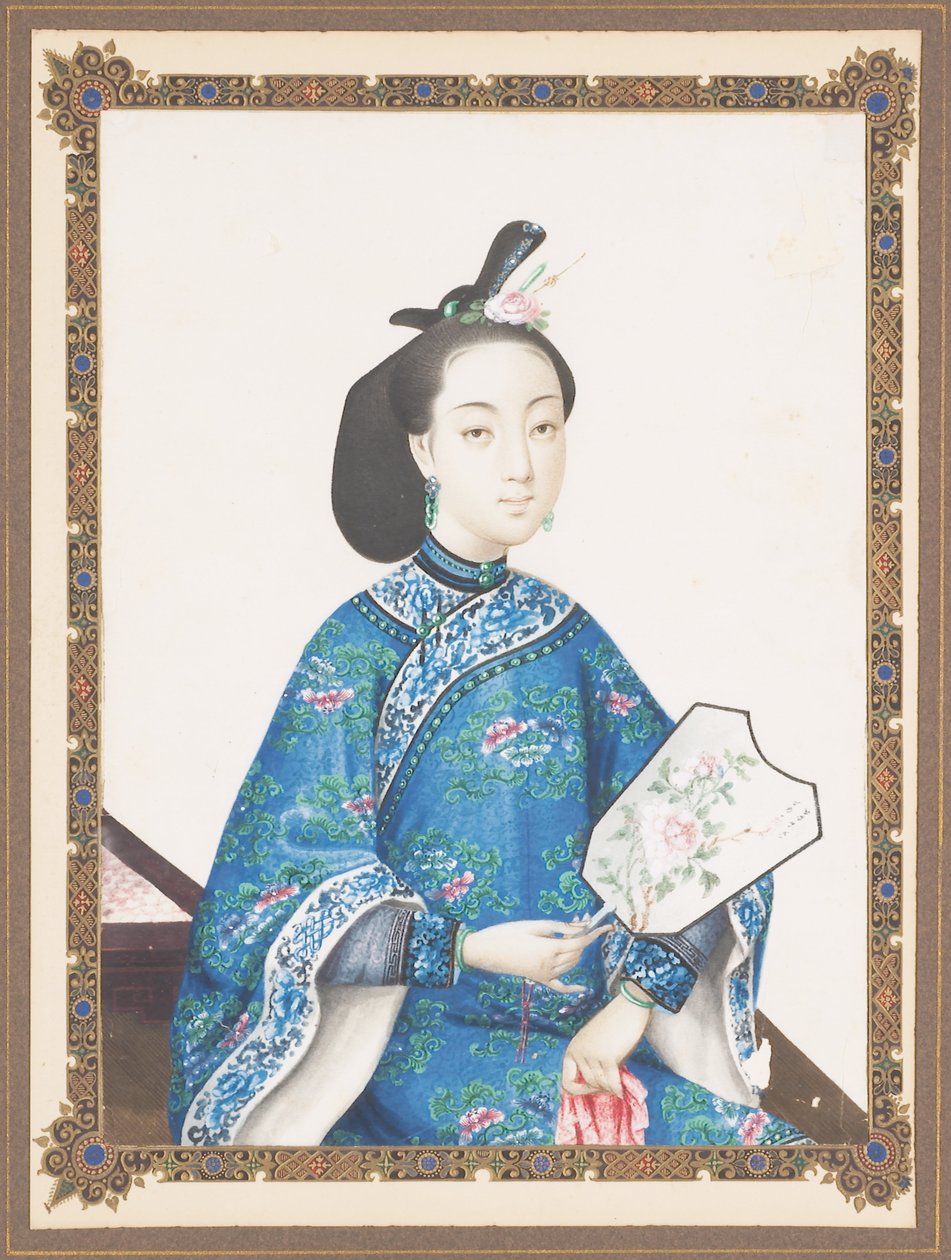 Howqua feleségének bekeretezett portréja, 1850-70 körül alkotó: Chinese School