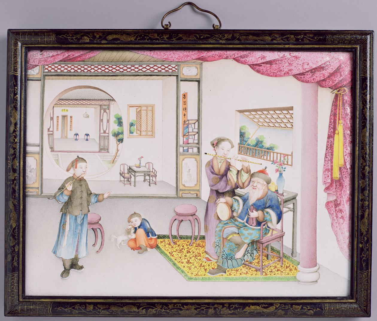 Birodalmi kantoni panel, Qianlong-korszak, 1736-95 (zománcfeltöltés) (a párért lásd: 207219) alkotó: Chinese School