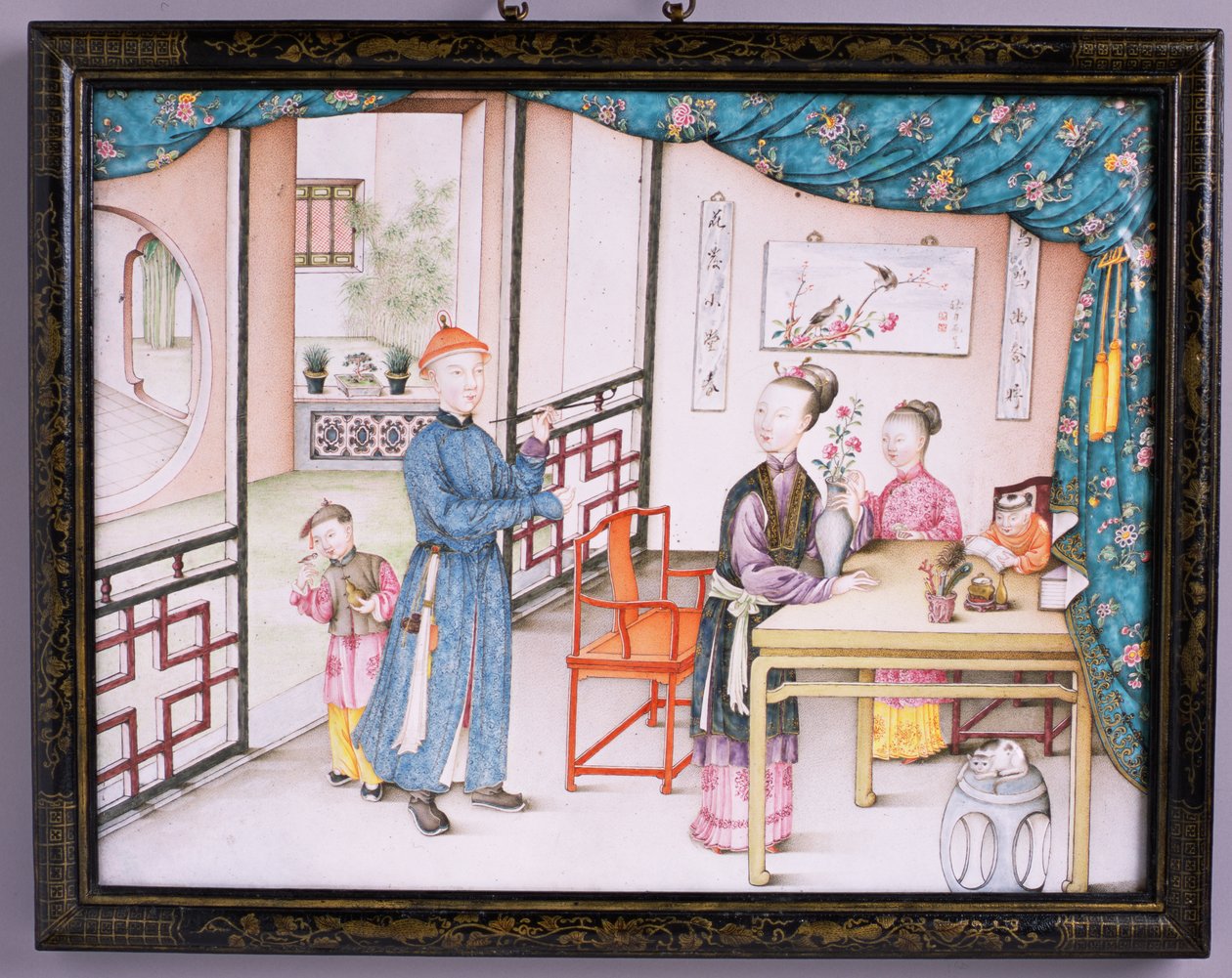 Imperial Canton panel, Qianlong időszak, 1736-95 (repousse zománc) (a párért lásd: 207217) alkotó: Chinese School