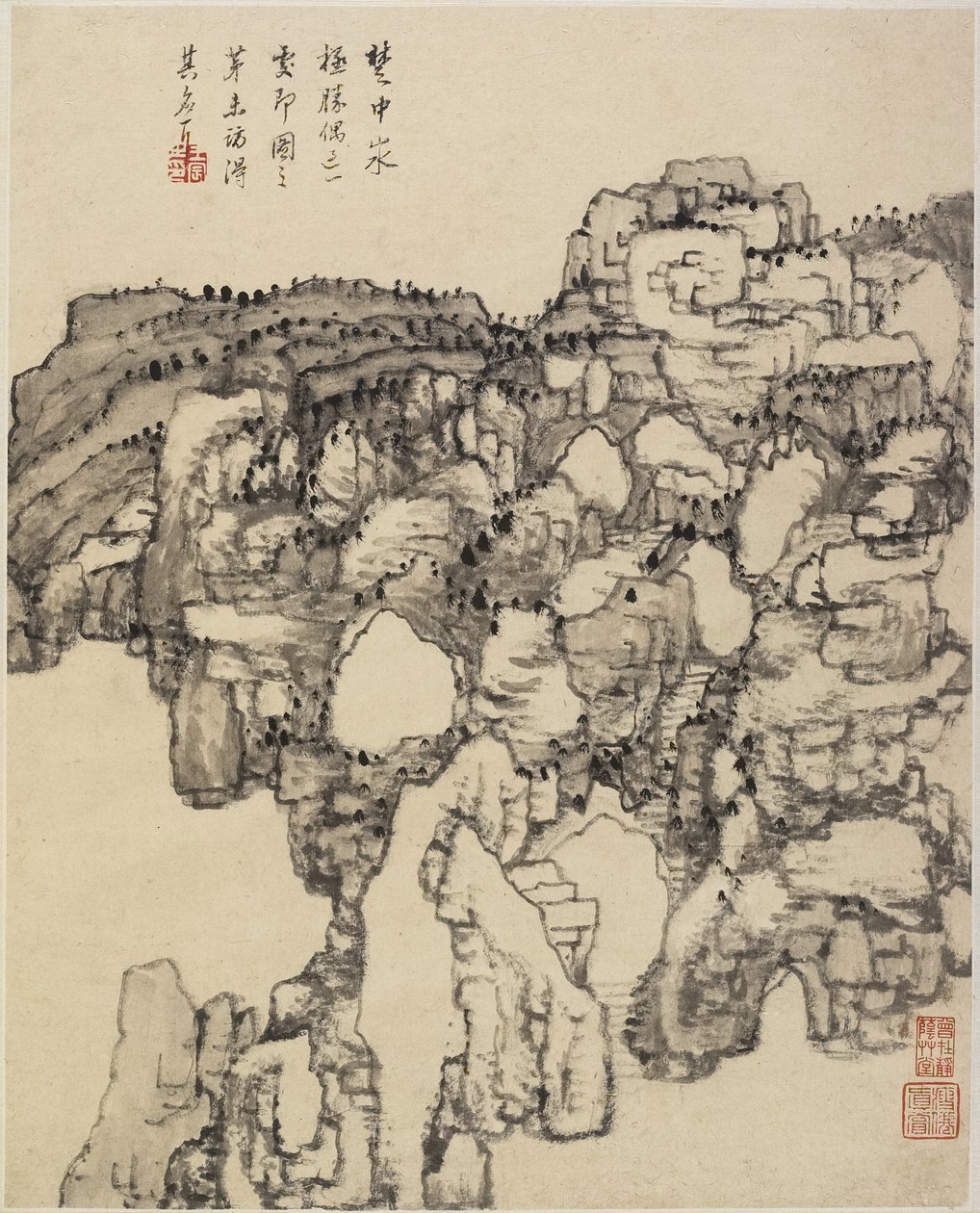 Táj (tinta papíron) alkotó: Chinese School