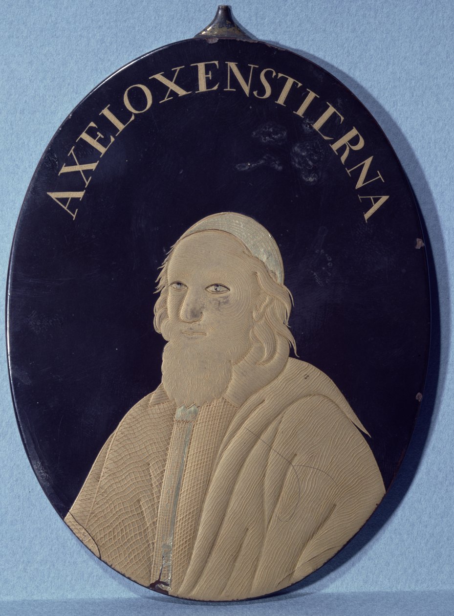 Axel Oxenstierna (1583-1654) miniatűrje (lakkozott fém) alkotó: Chinese School