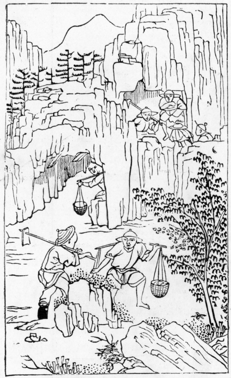 Fehér agyag bányászata, a porcelángyártás illusztrációiból (a teljes sorozatot lásd a 384116 és a 384117 számokban) alkotó: Chinese School