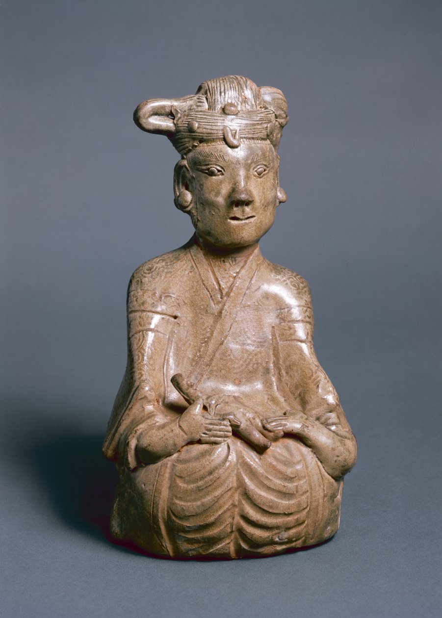 Ülő figura, Western Jin, 265-316 (zöldáru) alkotó: Chinese School
