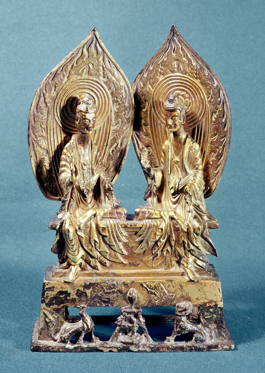 Prabhutaratna és Sakyamuni buddhák, Hebei tartományból, az északi Wei-dinasztiából, i.sz. 518 (aranyozott bronz) alkotó: Chinese School