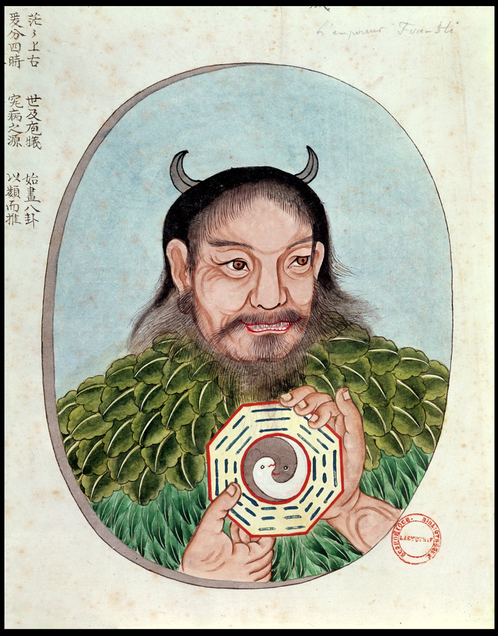 A legendás Fu-Hsi császár, illusztráció egy Pen Tsao-ból, 18-19. alkotó: Chinese School