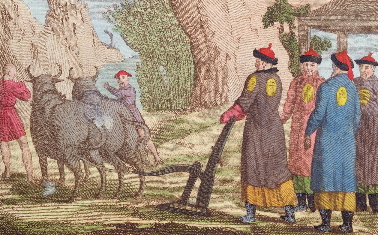 Szántófesztivál Kínában, a La Chine en Miniature előlapi illusztrációja, J. B. Breton, Párizs, szerkesztette: Nepveu, 1811 (színes metszet) alkotó: Chinese School