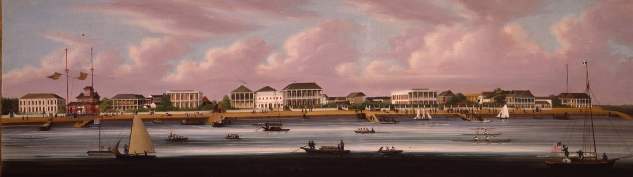 A Shanghai Regatta kilátással a Bundra, 1850 körül alkotó: Chinese School