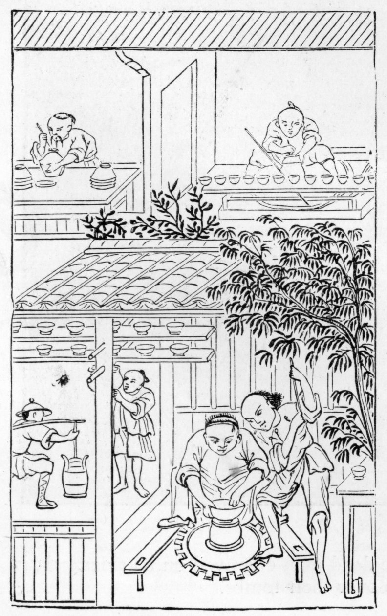 Esztergamedencék, a porcelángyártásról szóló illusztrációk sorozatából (a teljes sorozatot lásd: 384116 és 384117) alkotó: Chinese School