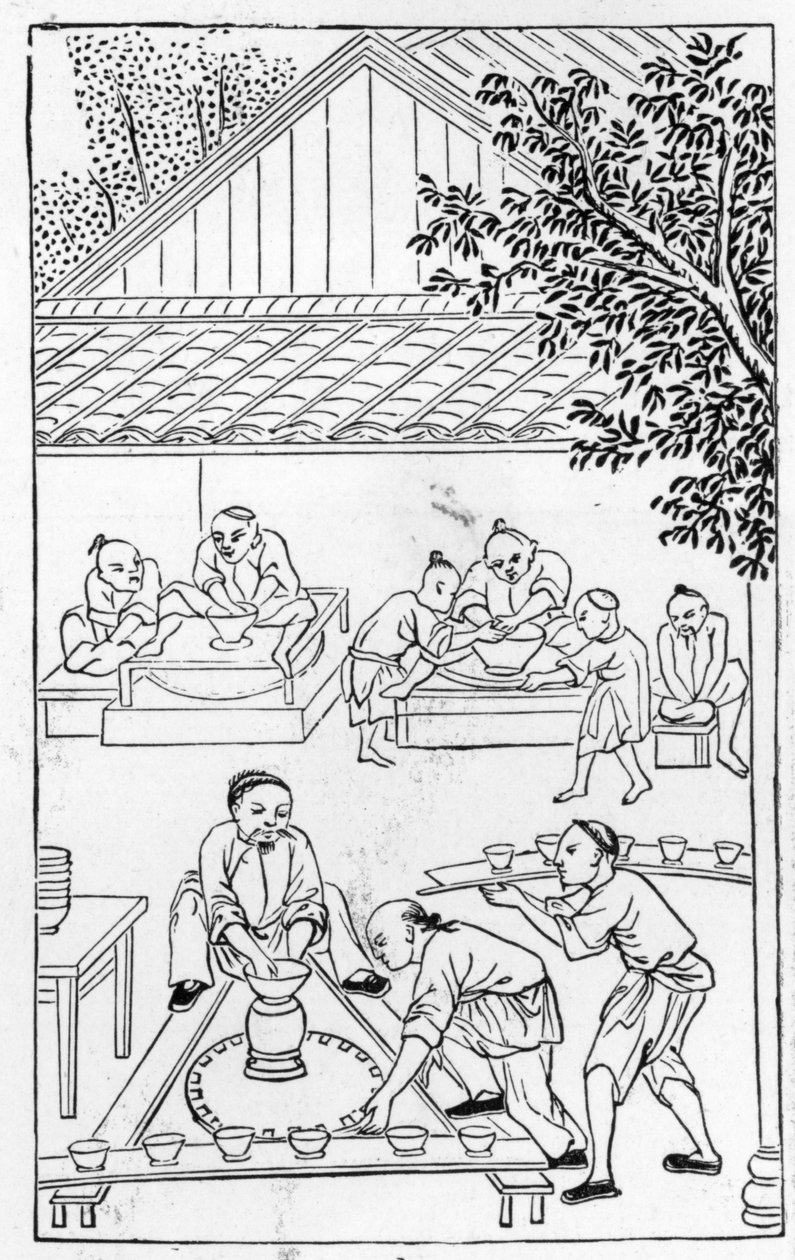 Forgatócsészék a porcelángyártásról szóló illusztrációk sorozatából (a teljes sorozatot lásd: 384116 és 384117) alkotó: Chinese School