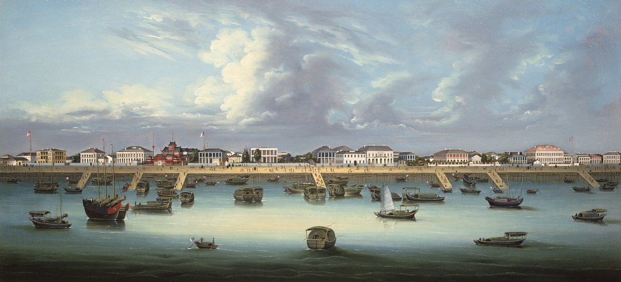 Kilátás a Bundra Sanghajban, 1855 körül alkotó: Chinese School
