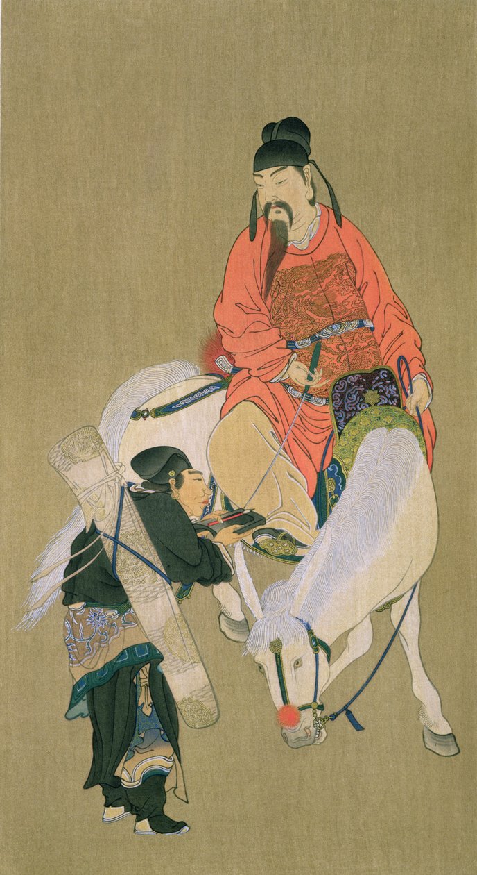 Wen Cheng Hsing, a szerencse istene, illusztrációja megjelent a The Kokka magazinban, Japán, 1900-01 alkotó: Chinese School