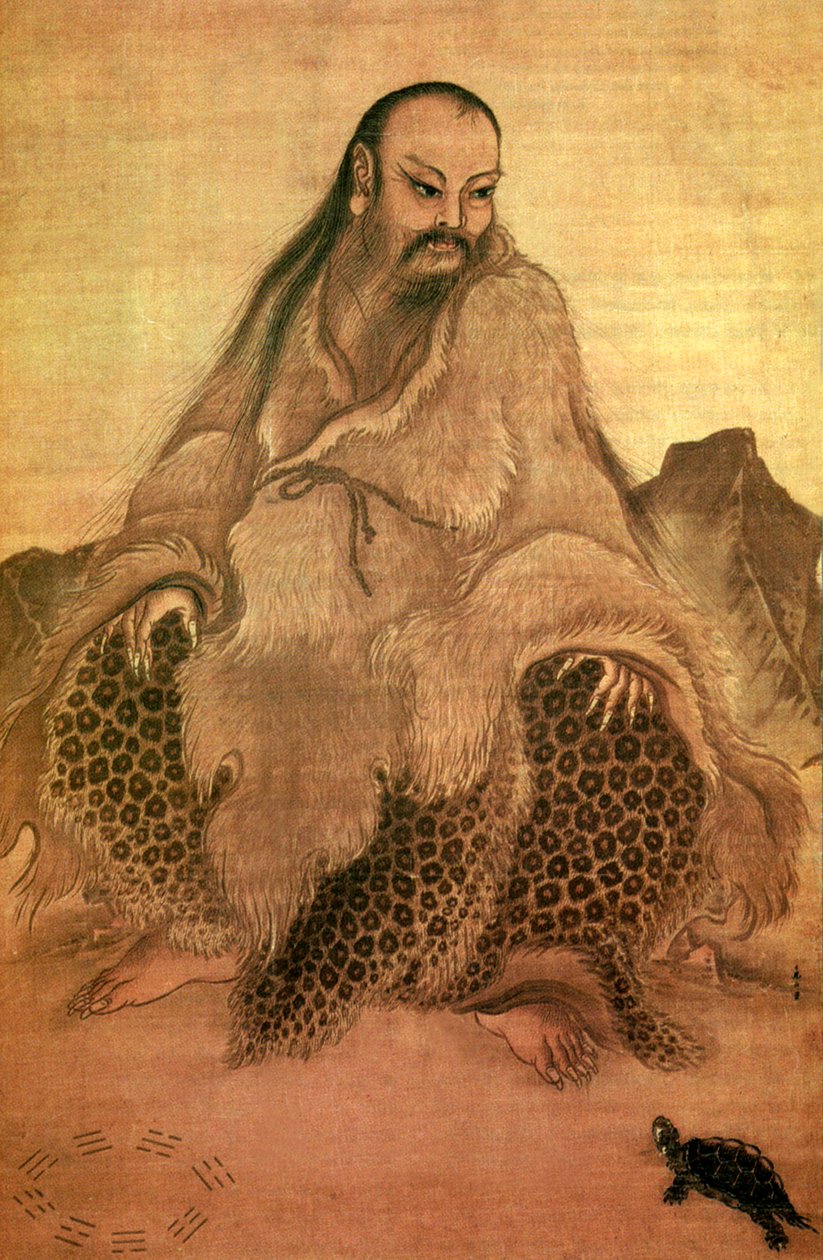 Fu Xi (tinta és szín papíron) alkotó: Chinese School Chinese School