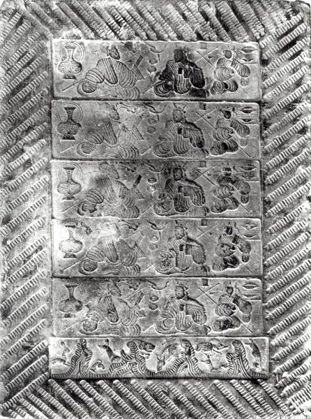 Bélyegzett temetkezési tégla, Han-dinasztia (206 BC-AD 220) (terrakotta) alkotó: Chinese School Chinese School