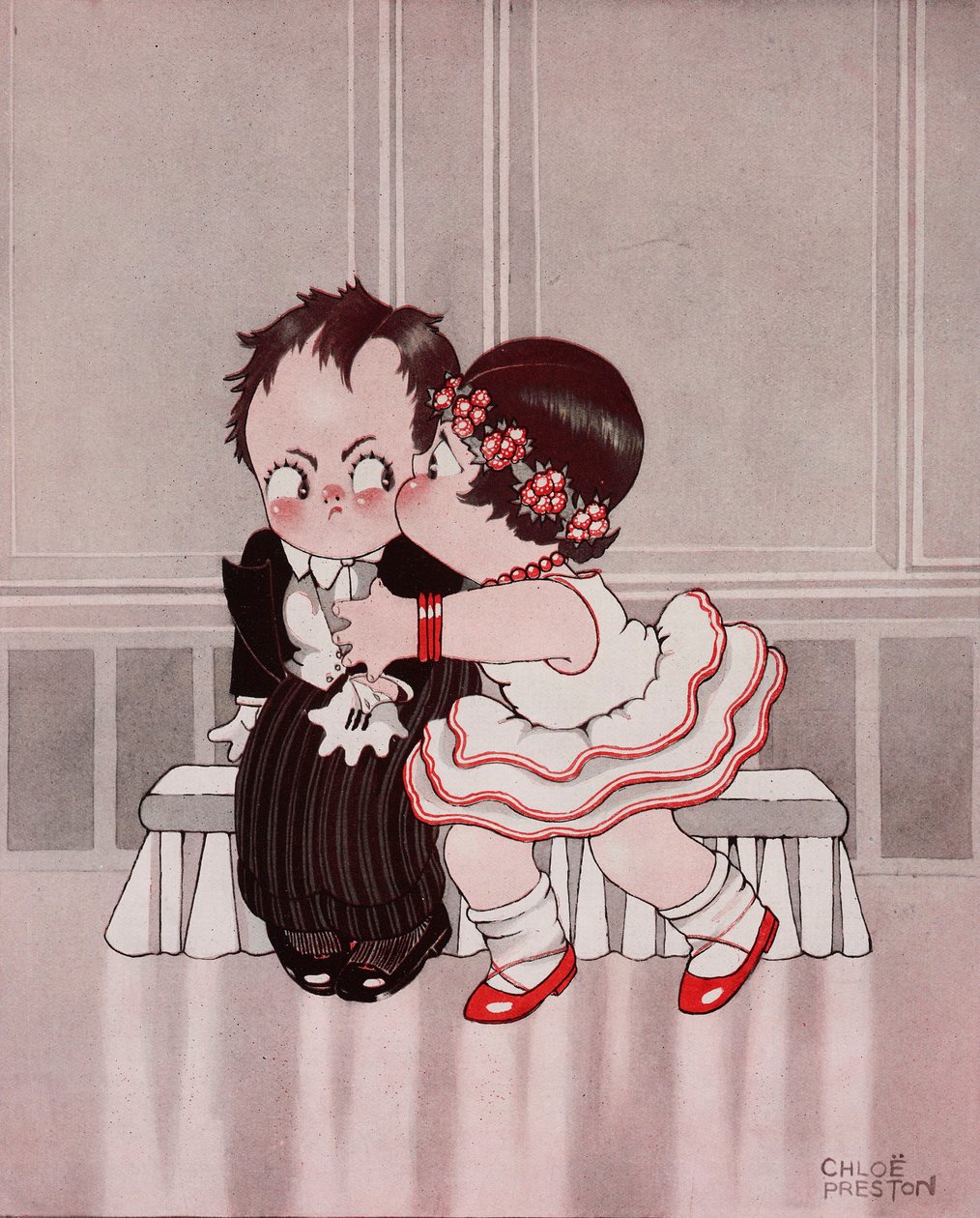 Az állandó nimfa, A bosszantó csók, Chloe Preston (1887-1969) rajza a The Tatler 1370. számából, szeptember 28. alkotó: Chloe Preston