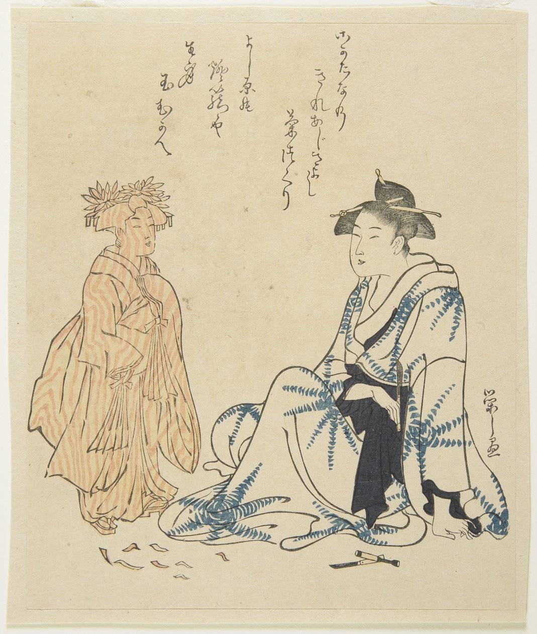 (Kurtézán és fababa) alkotó: Chobunsai Eishi