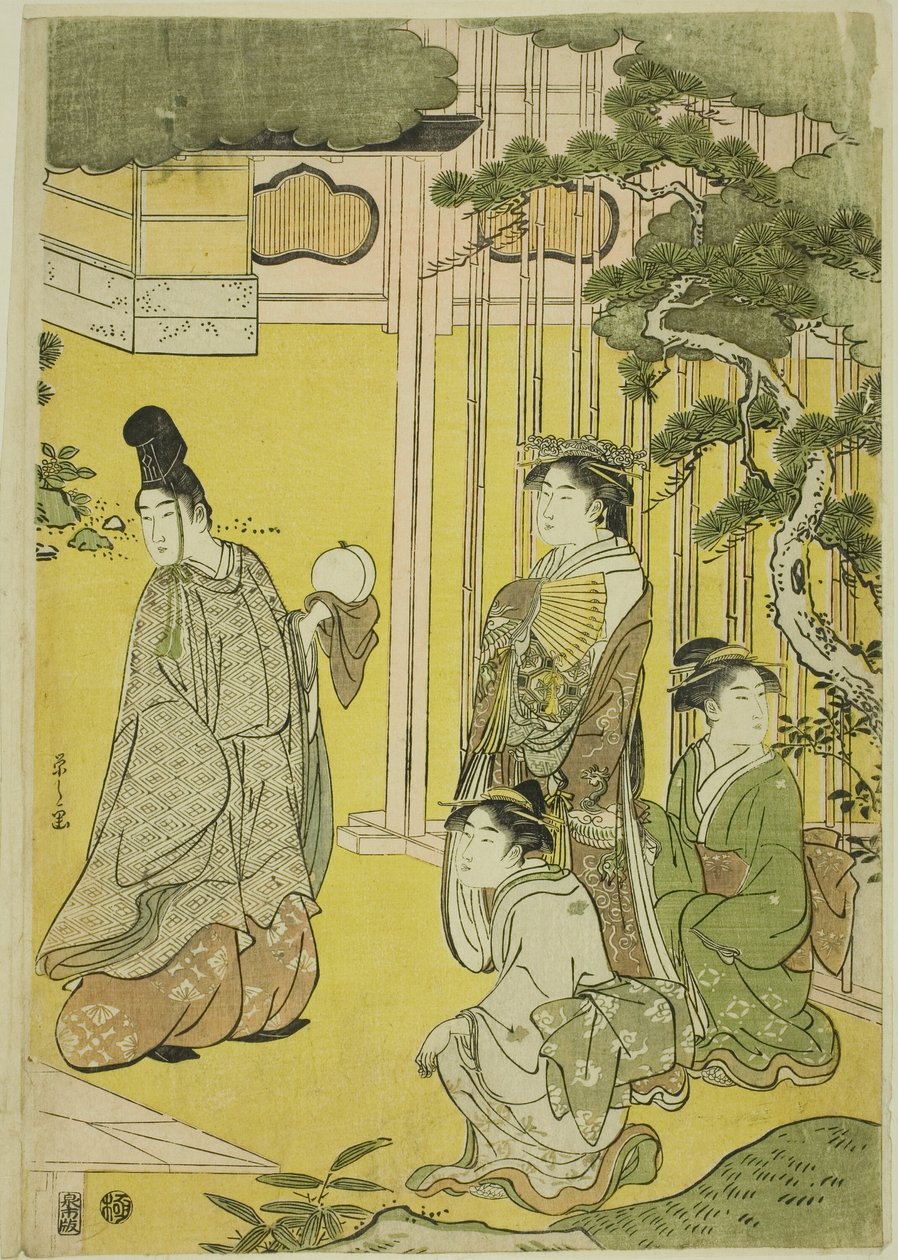 Wakana, 1. rész (Wakana, jo), "A Genji meséjének divatos paródiája (Furyu yatsushi Genji)" sorozatból alkotó: Chobunsai Eishi