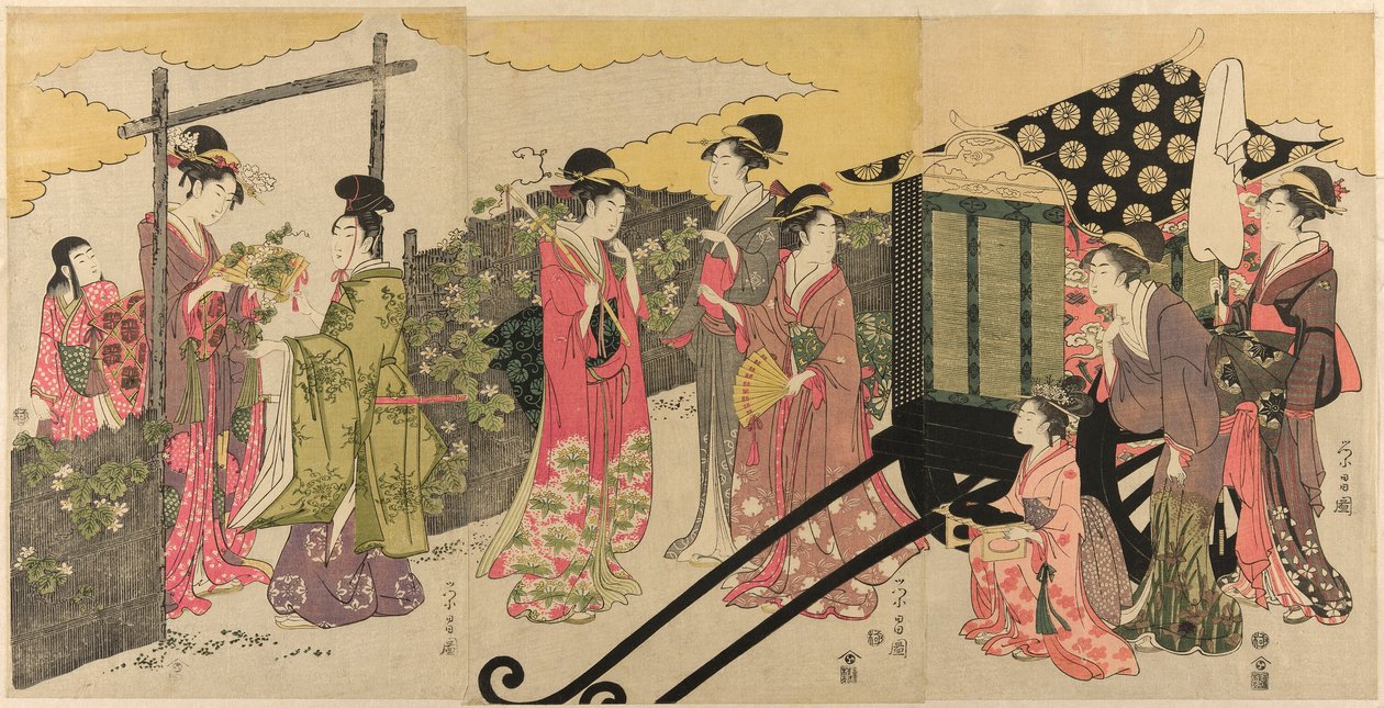 A Genji meséjének Yugao fejezetének paródiája alkotó: Chokosai Eisho